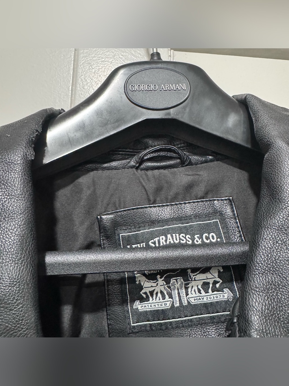 Levi’s Men’s 2XL Black Faux Leather Trucker Jacket Snap Zip Vegan Moto Coat - Picture 10 of 11